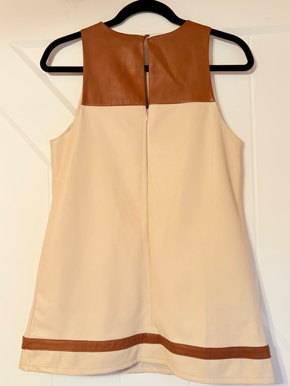 Maeve Anthro Faux Leather Colorblock Shift Dress Mod 60s XS - Picture 3 of 7